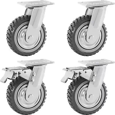 4Pack 6 Inch Swivel Caster Fixed Wheel With Brake Set Heavy Duty 2000lb Capacity • $49.59