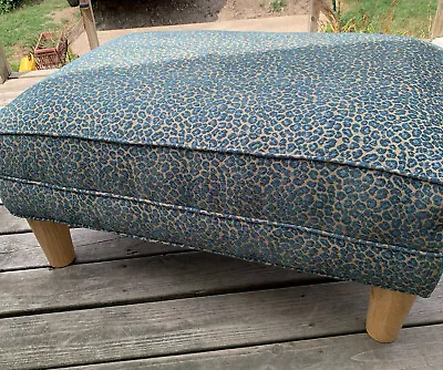 $499 • Buy Blue Beige Leopard Print Footstool / Ottoman  (FS6)