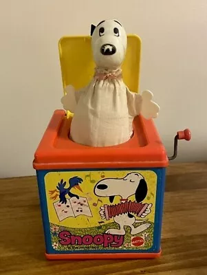 Vintage 5.5” Mattel 1966 Snoopy In The Music Box Peanuts Jack In The Box WORKS • $85