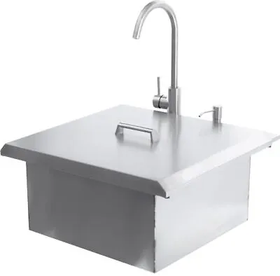 BBQ Island - 21-Inch Outdoor Rated Drop-In Bar Sink With Hot/Cold Faucet • $589.99