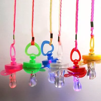 12 Pcs Light Up Pacifiers LED Party Glow Whistle Flashing Lanyard Party Wave • $12.55