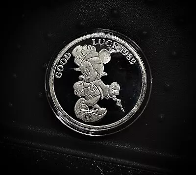 1 Ozt 1989 Rarities Mint Mickey's Good Luck .999 SILVER Bullion Round • $88.88