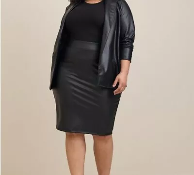 Torrid Faux Leather Pleather Pencil Skirt Sz 1 Black 1X • $21.99