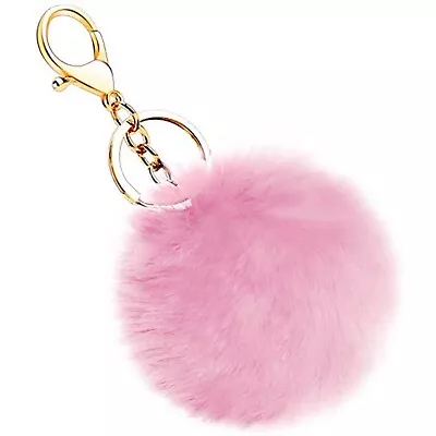 Soft Artificial Rabbit Fur Keychain Plush Ball Key Ring Cute Pom Poms Bag Charm • $0.99