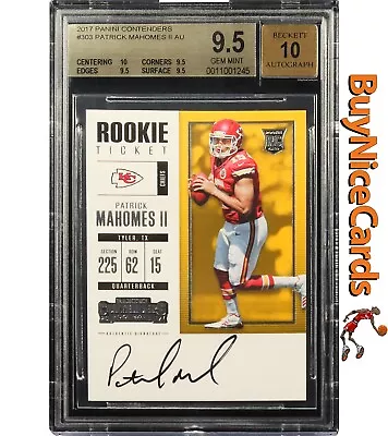 2017 Patrick Mahomes Panini Contenders SP RC Rookie Auto /212 #303 BGS 9.5 Pop 5 • £35869.49