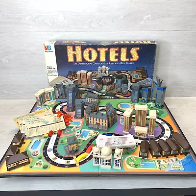Vintage 1987 Milton Bradley MB HOTELS Real Estate Board Game 99% COMPLETE! • £94.07
