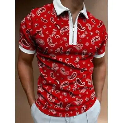Patterned Polo Shirt Men's Casual Plus Size Short-sleeved Shirt • $28.35