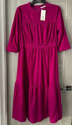 Size 16 - TU Women's Fuchsia Pink Velvet High Neck Midi Dress - New. • £25