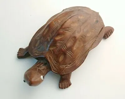 £92 • Buy Japanese Okimono Wood Tortoise Meiji Carving 13cm Long Wooden Carving Antique