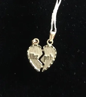 14K YELLOW GOLD Mizpah Heart Shaped SET 2 PENDANTS Charms • $74.95