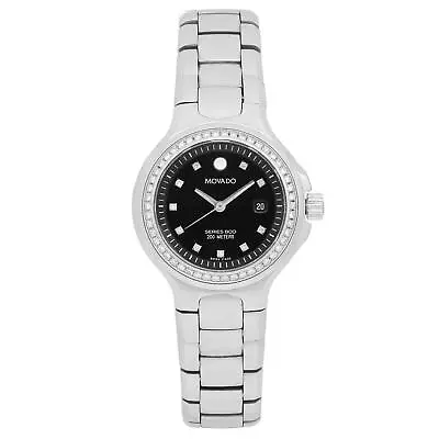 Movado Series 800 Steel Diamond Black Dial Quartz Ladies Watch 2600054 • $810.80