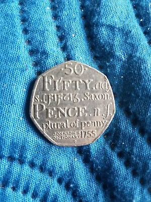 2005 Rare 50p Fifty Pence Coin Johnson's Dictionary 1755 Saxon Plural Of Penny • £20