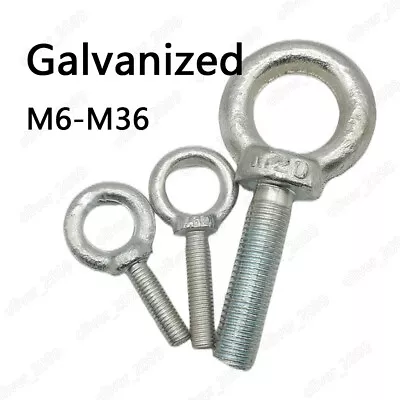 Galvanized Steel Lifting Eye Bolts M6 M8 M10 M12 M14 M16 M18 M20 M22 M24 M30 M36 • $175.91