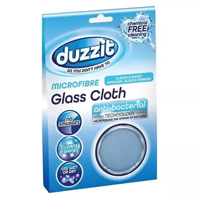 Duzzit Microfibre Glass Cloth With Antibacterial Technology - Light Blue • £2.89