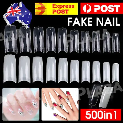 $6.85 • Buy 500 Pcs Fake French Nail Tips White Clear Stiletto False Gel Pointy Art Acrylic