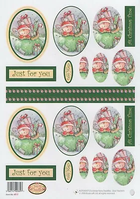 Fairy Doodles A4 Die Cut Decoupage Paper Christmas Oval Stackers - BCFD0017 • £1.99