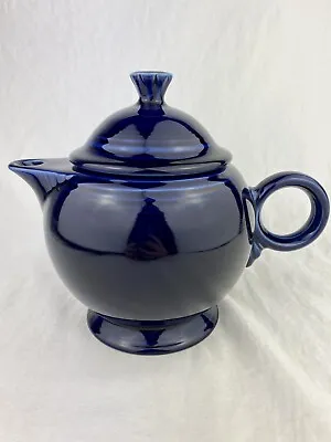 Vintage HLC Fiesta Ware Cobalt Blue Tea Pot Ring Handle With Lid ~Excellent~ • $88