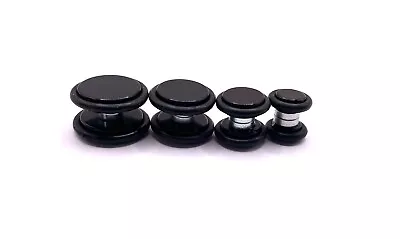 Black Magnetic Fake Ear Plugs Earrings 6  8  10 Or 12 Mm Non Pierced Clip On • £2.35