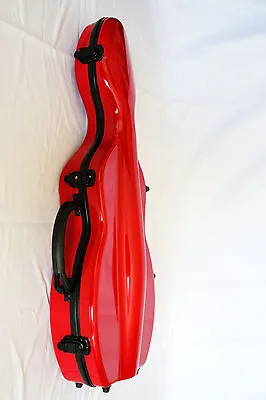 Full Size Scratchless Carbon-Like Combo Violin Case 4/4-Red Cello-Shaped • $129