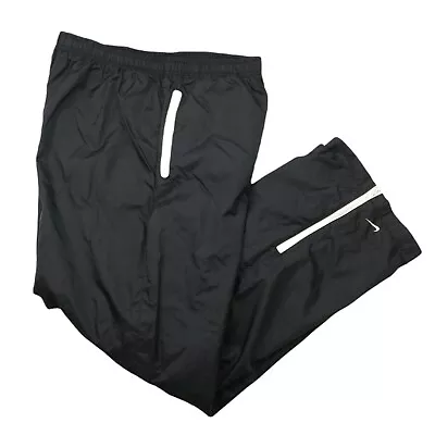 Vintage Nike Pants Boys Extra Large Black Fleece Lined Windbreaker Nylon Soccer • $30