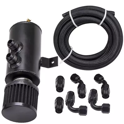 750mL 10AN Aluminum Baffled Motor Engine Oil Catch Can 0.75L W/ Hose Kits • $61.01