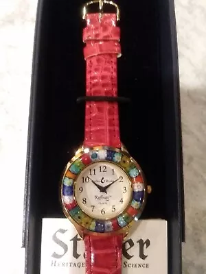 Murano Glass Millefiori Ladies Watch/Crocodile Strap Color: Crimson Pink  • $54.99