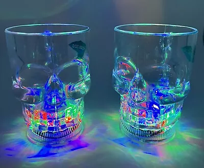 2 LED Hornitos TEQUILA Skull Glasses Multi Color Light Up Plastic Tumblers • £22.19
