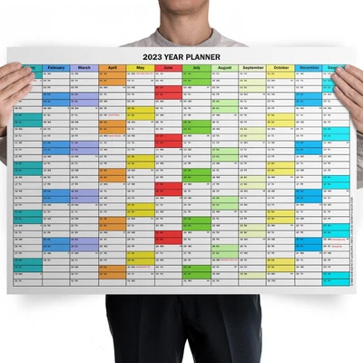 £4.99 • Buy 2023 Wall Planner Annual Year Planner Unmounted UK A1/A2 LARGE Office Calendar