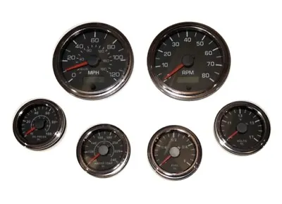 6 Gauge Set SpeedoTacho (8KRPM)OilTempFuelVolt Black/chrome 001BC • $220