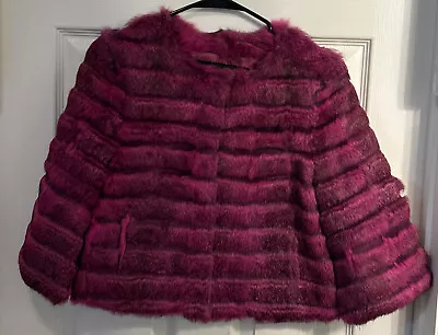 NWOT Lou Andrea Rabbit Fur Jacket Pink M Made In France. Free Shipping! • $200