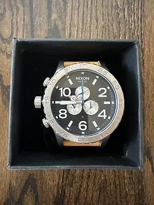 NEW NIXON Mens Watch 51-30 Chrono Leather Black Natural A124 2299-00 GENUINE • $189.95