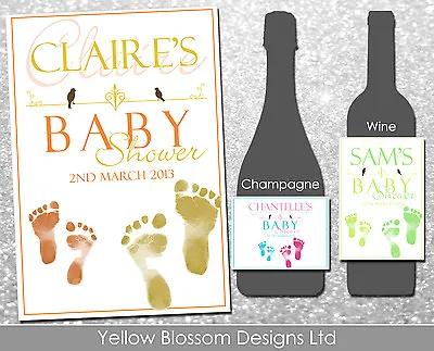 Personalised Wine Champagne Gift Baby Shower New Born Baby Boy Girl Unisex Twins • £3.29