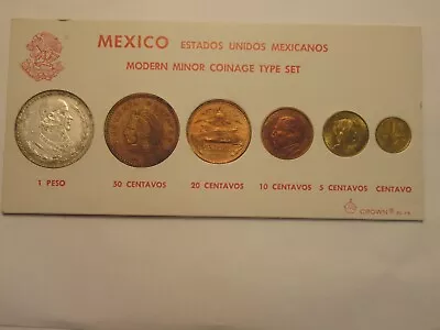 Mexico Modern Minor Coinage Type Set 6 Coins-1 Silver Carded • $12.50