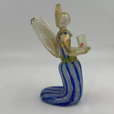 Murano Candle Holder Glass Angel Fratelli Toso Italian Ribboned Glow Repaired • $62.30