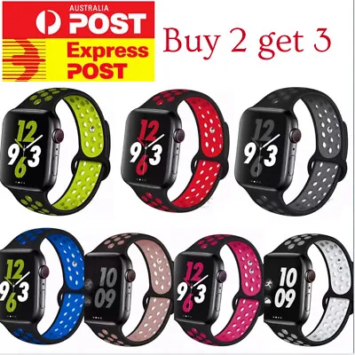 $7.99 • Buy Silicone Band For Apple Watch IWatch 6 3 5 4 SE Sports Strap 38/40/42/44/41/45mm