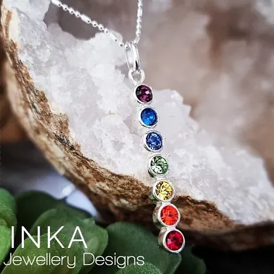 Inka 925 Sterling Silver 16  Ball Bead Necklace With CZ Stone Chakra Pendant • $33.47