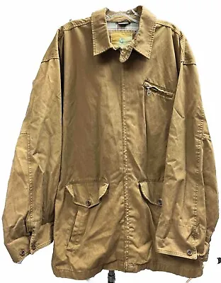 VINTAGE Urban Equipment Men's LARGE Plaid/Flannel Lined Tan Chore Jacket Canvas • $28.88