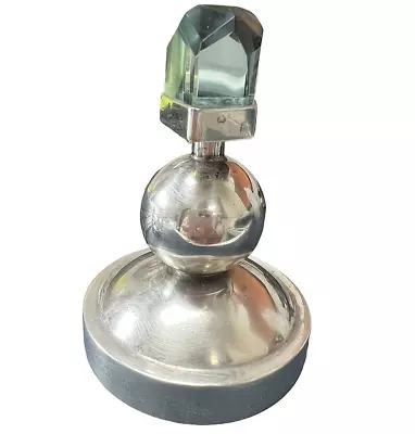 Vintage Mexican Modernist Perfume Bottle Sterling Silver Crystal Top • $150