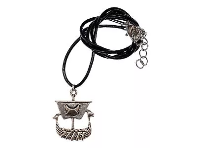 Viking Sailboat Necklace Boat Ship Miniblings Viking Ship Silver Leather • $26.41