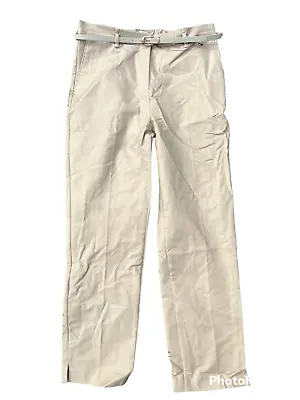 £12.47 • Buy ✅50%Off Ladies M&S Cotton Straight Leg Trousers W Belt Caramel Colour Size 8