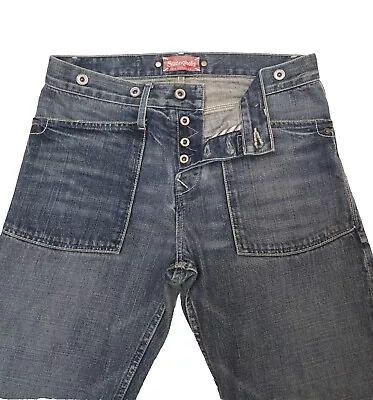 Stronghold Jeans Mens Straight Leg Buckle Back Indigo  Denim Jeans 30(32×32) • $99