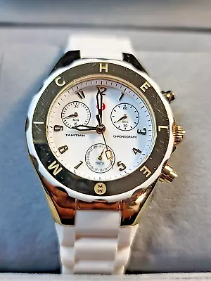 MICHELE Tahitian Jelly Bean Women' 18K Micron Chrono White Silicone NOT WORKING • $140