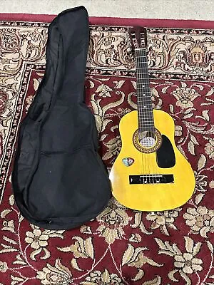 HOHNER HAG-250P Acoustic Guitar 1/2 Size - Natural + 2 Picks + WITH GUITAR COVER • $19.99