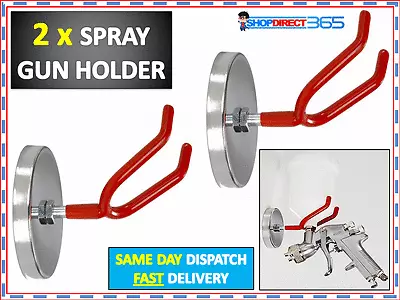 2x Gravity Feed Spray Gun Magnetic Holder Locker Hook Metal Steel Bracket CT1906 • £9.95