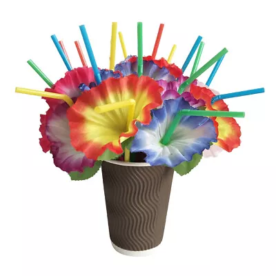 20pcs Assorted Colorful Flower Cocktail Drinking Straws Party Table Decor • £5.03