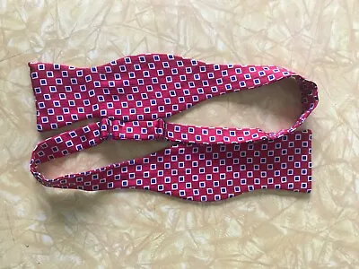 ROBERT TALBOTT Bow Tie -Pure Silk-Red White & Blue Geometric Print. Adjustable • $9.99