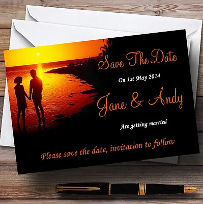 £7.29 • Buy Beach At Sunset Abroad Personalised Wedding Save The Date Cards