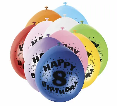8th Happy Birthday 12 Inches  Printed Balloons For Birthday Party - 10 PACK • £3.15