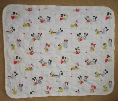 Vintage 1984 Walt Disney Babies Mickey Minnie Mouse Quilted Crib Blanket 34x42 • $44.91
