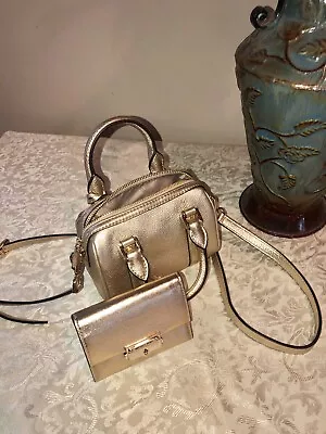 Metallic Gold Michael Kors Mini Handbag And Wallet Set-Mint Condition • $45